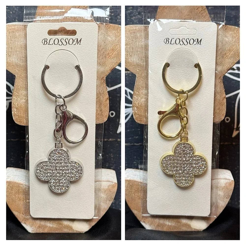Premium Rhinestone Clover Bag Charm (NIP)